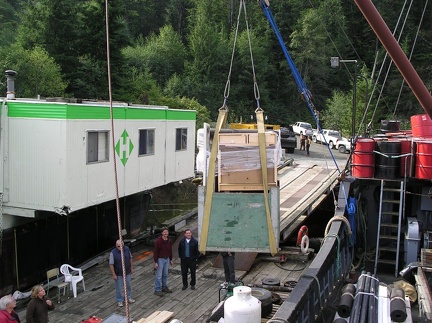 Morning delivery at logging camp