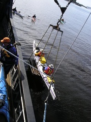 Unloading the double kayak